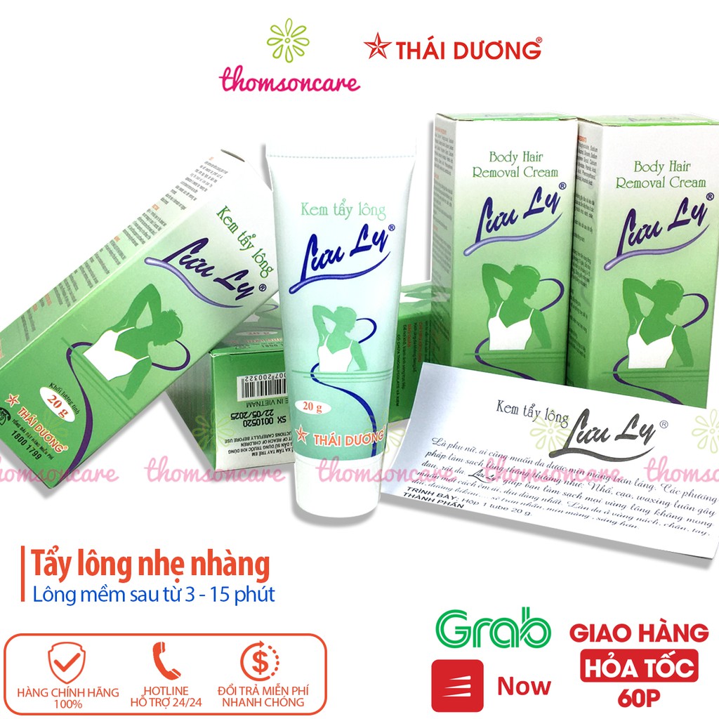 Kem tẩy lông triệt lông Lưu Ly - Thái Dương tuýp 20g gel làm sạch lông tay, lông chân, nách