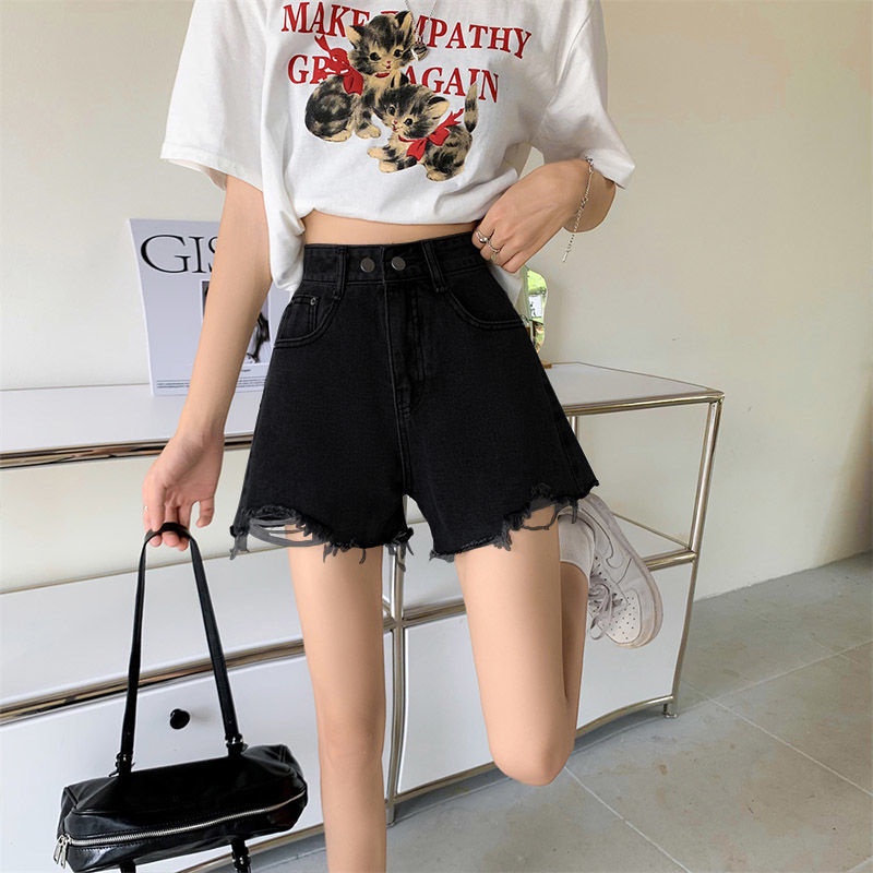 Quần Short Denim Lưng Cao Ống Rộng Thời Trang Mùa Hè Phong Cách Hàn Quốc Cho Nữ
