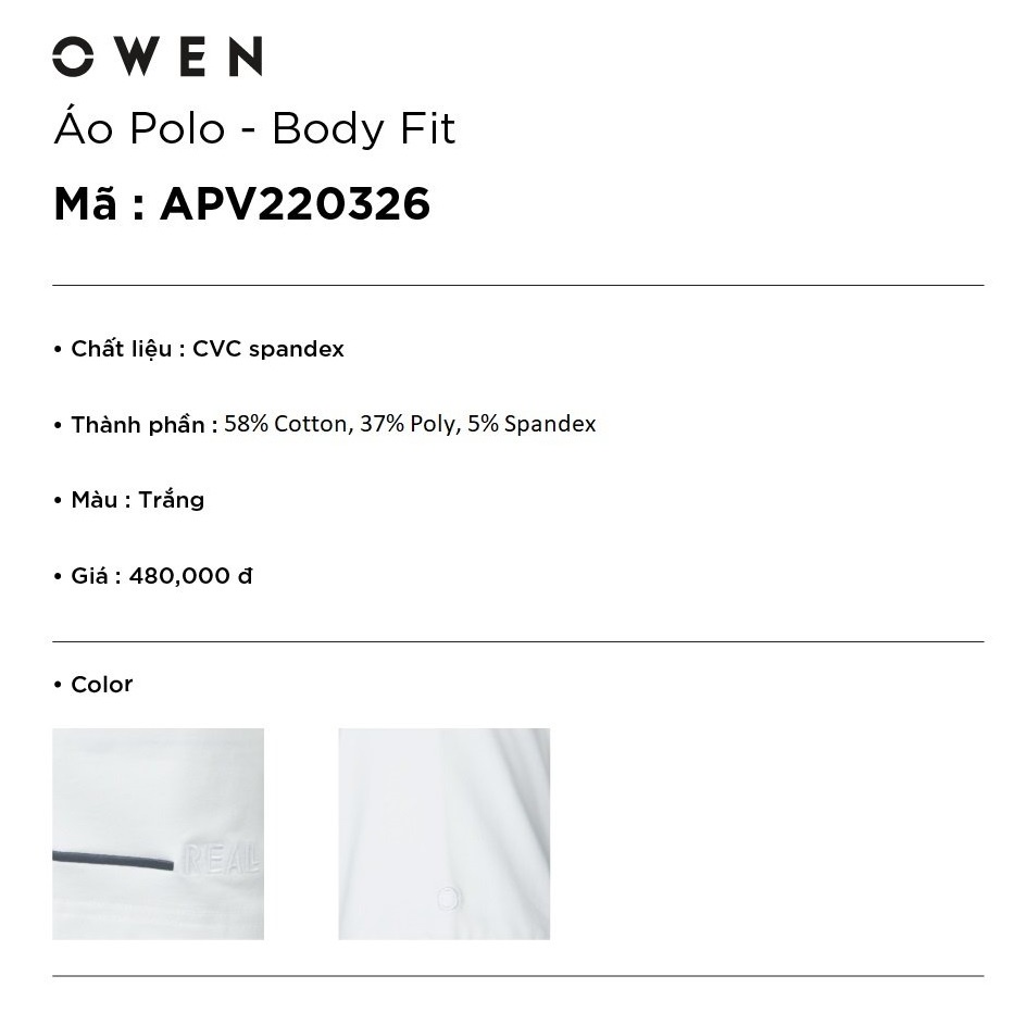 Áo Thun Polo Nam Ngắn Tay Có Cổ Bẻ OWEN APV220326 Áo Phông Màu Trắng Phối Viền Cổ Xanh Vải Cotton Cao Cấp Dáng Body Fit