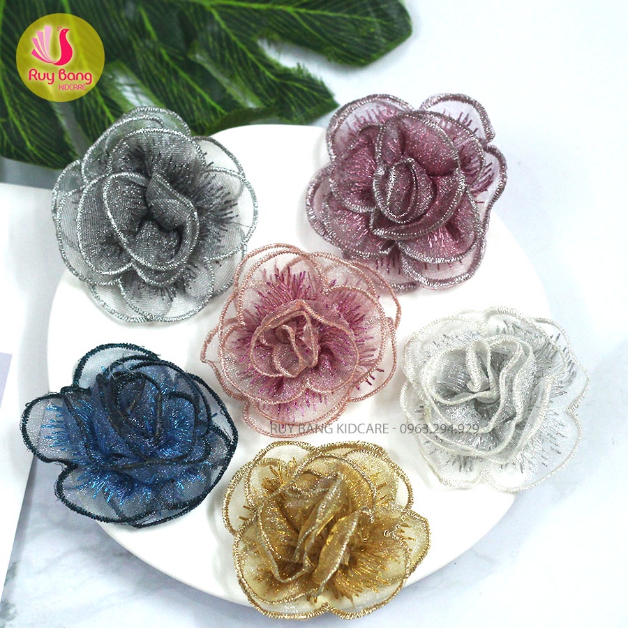 Hoa hồng ren 3D dùng đính váy, áo hoặc phụ kiện tóc