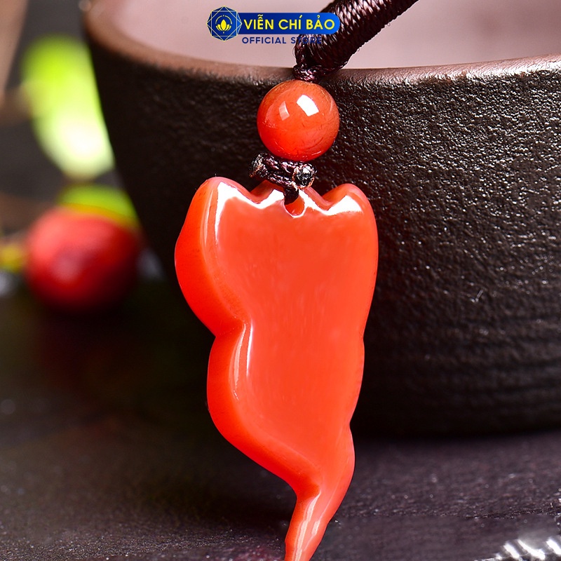 Mặt dây chuyền Hồ Ly đỏ nhỏ 9 đuôi chất liệu đá tự nhiên thời trang phụ kiện trang sức nữ Viễn Chí Bảo M200089