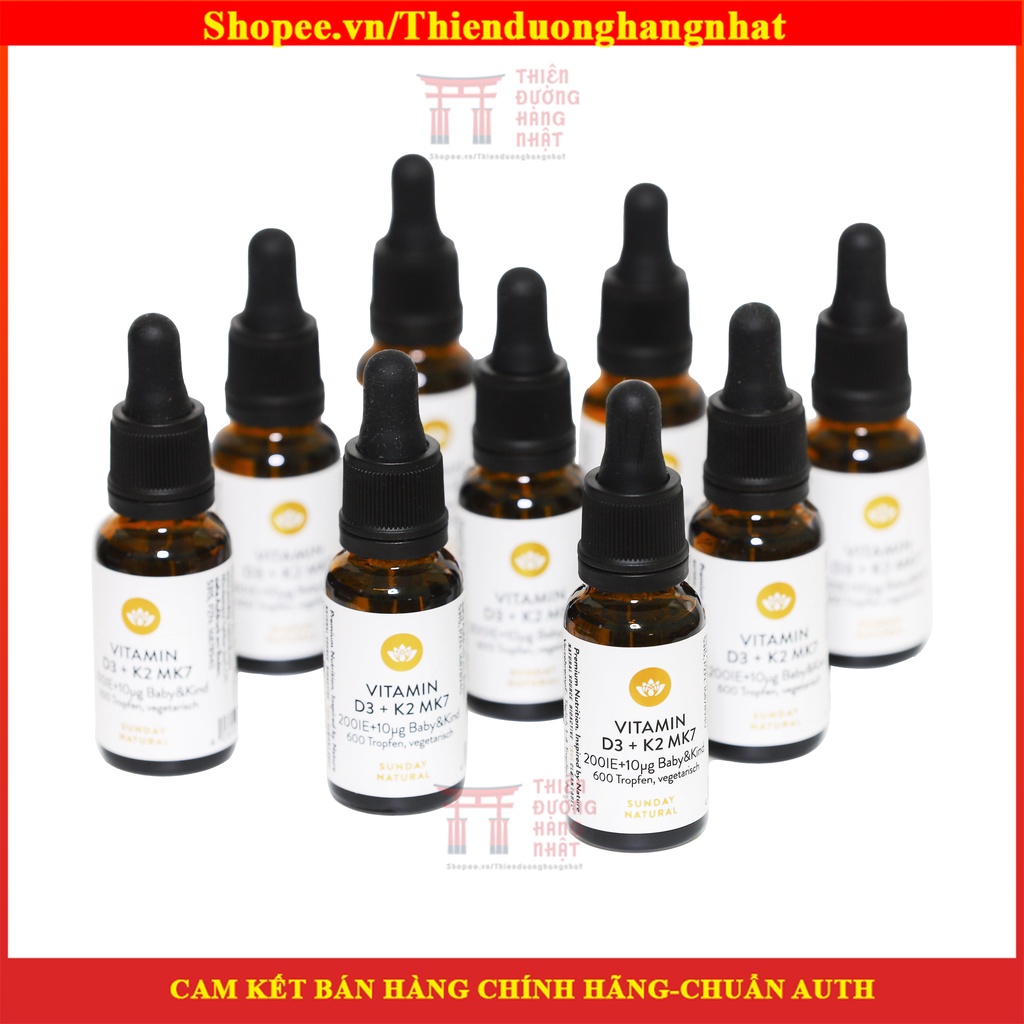 Vitamin D3 K2 Mk7 Sunday Natural Đức, vitamin cho bé 20ml [Date 2023]