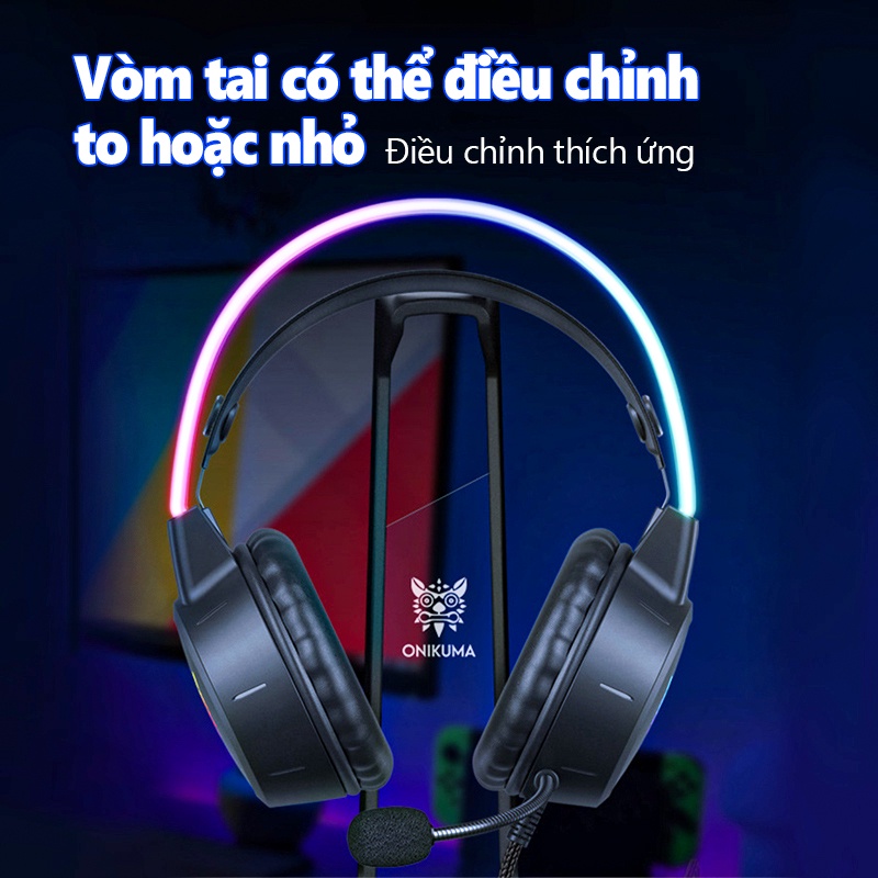 Tai nghe Chụp tai Chơi game Đen ONIKUMA X26 Có Micro Chống ồn, Tay nghe Gaming Có RGB,Cho Máy tính, Laptop, PC