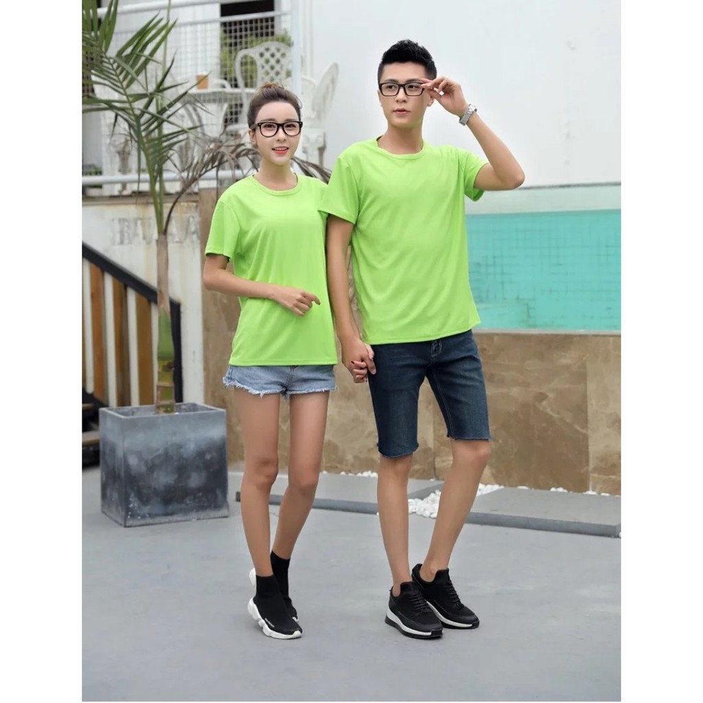 ÁO THUN TRƠN NAM NỮ MÀU XANH CHUỐI THUN CO GIÃN - ATT - MÀU XANH CHUỐI