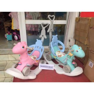 Ngựa bập bênh 3in1  2in1 có nhạc cho bé dành cho bé từ 1-3 tuổi ngộ nghĩnh .