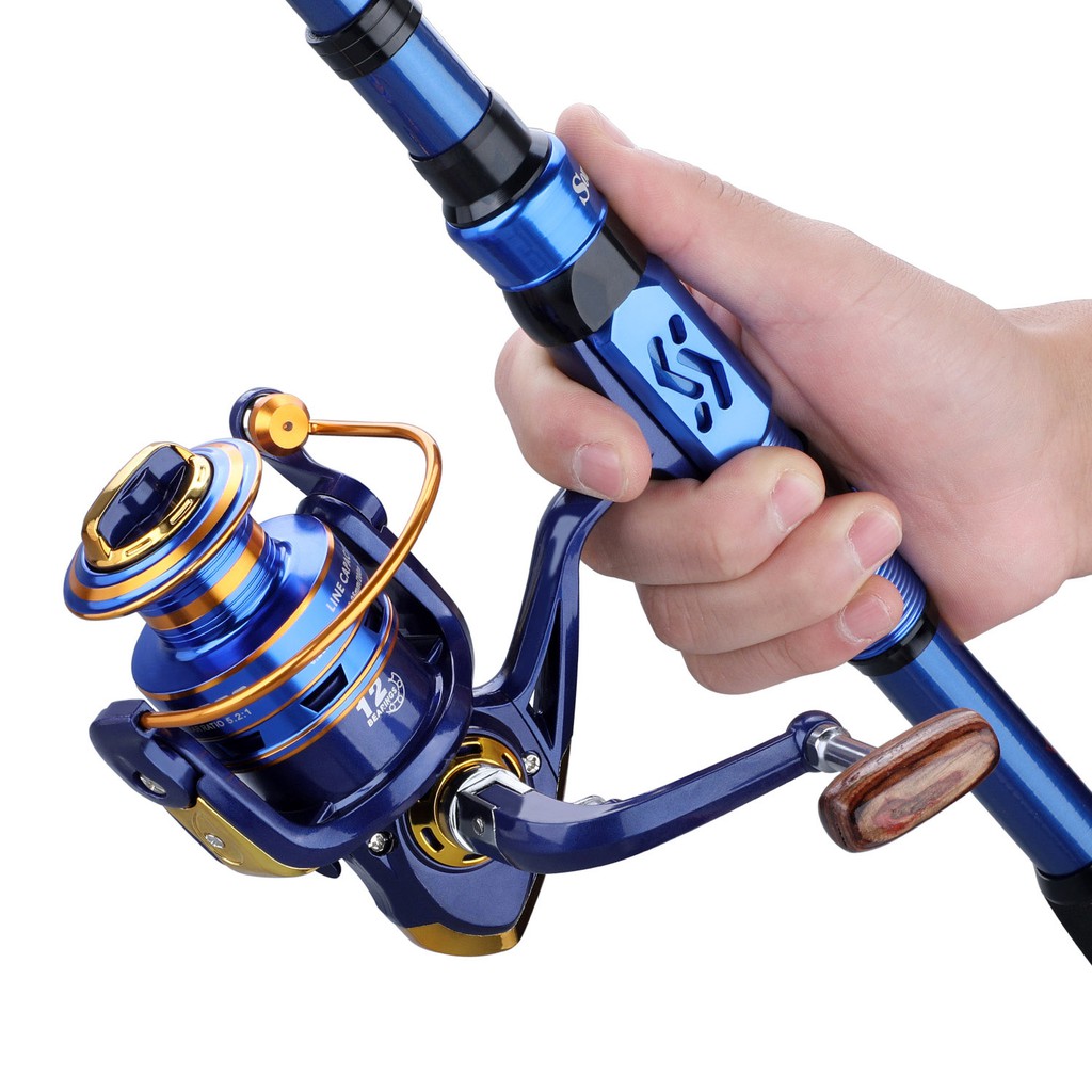 Bộ Cần Câu + Máy Câu Cá Sougayilang 1000-2000-3000-4000 Vòng Bi 12BB Dài 1m8-2m1-2m4