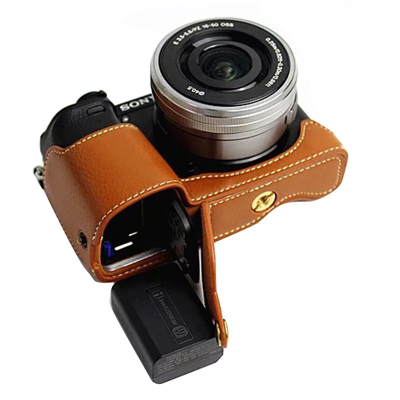 Vỏ bọc nửa thân máy ảnh Sony A6300 A6000 ILCE-6300 bằng da chính hãng chất lượng cao