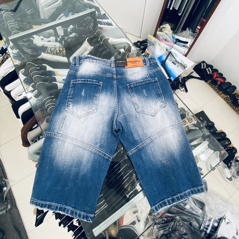 Quần bò short DSQ siêu cấp thời trang nam, Quần ngố hoạ tiết rách btshop từ 45 đến 75 kg