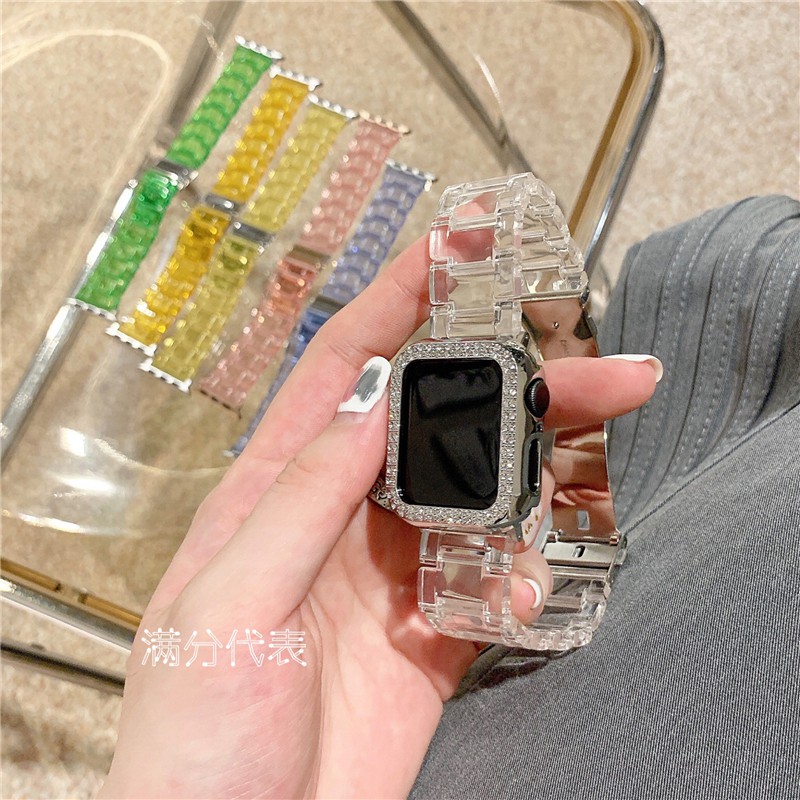 Dây Đeo Resin Trong Suốt Kích Thước 41mm 45mm 44mm 40mm Cho Iwatch Series 7 6 5 SE 4 3 2 1 42mm  38mm