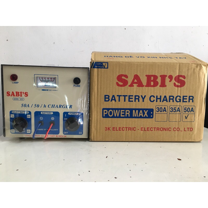 Máy sạc ắc quy 50ah dây đồng