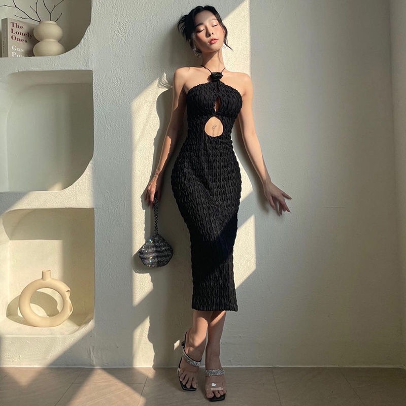 Đầm Dài Ôm Hông Hai Dây Khoét Rỗng Gợi Cảm Thời Trang Cho Nữ