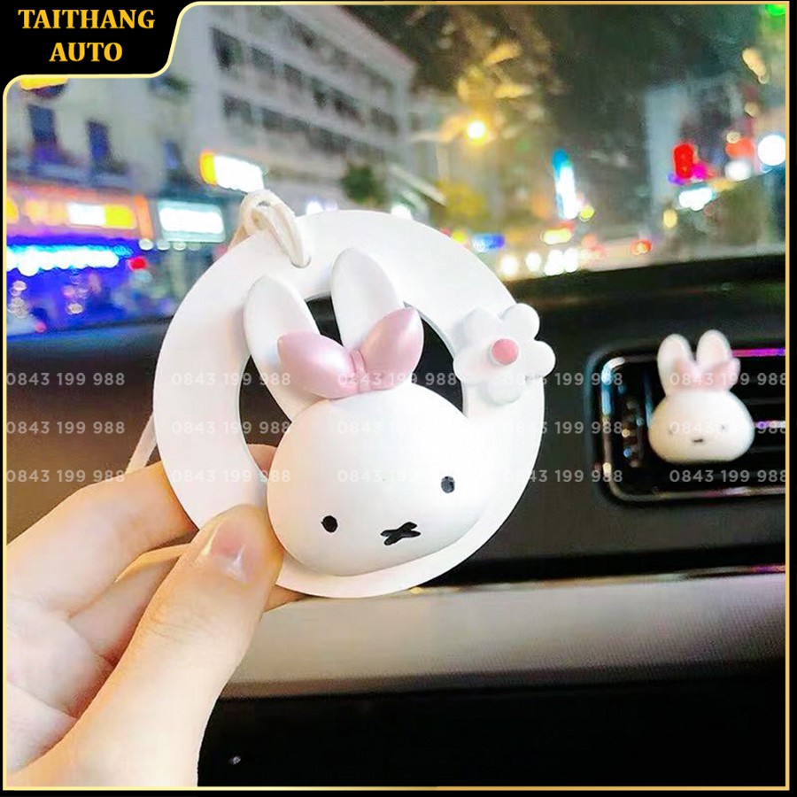 Nước hoa xe hơi cao cấp, dây treo gương Bunny, khử mùi, chống say xe hiệu quả, tặng kèm tinh dầu thơm