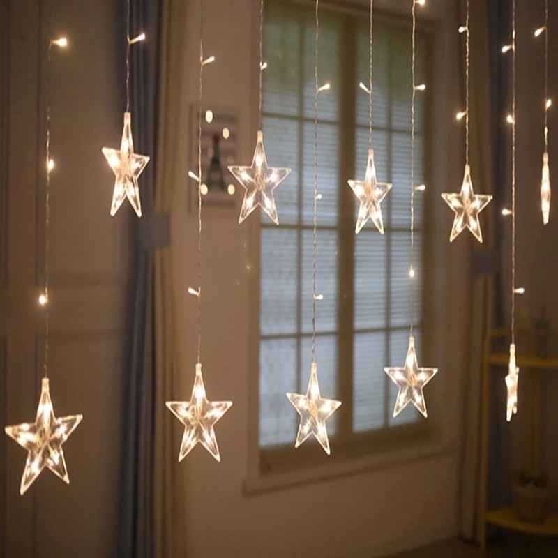 Dây đèn LED 2.5M hình ngôi sao điều khiển từ xa chống thấm nước trang trí nhà cửa