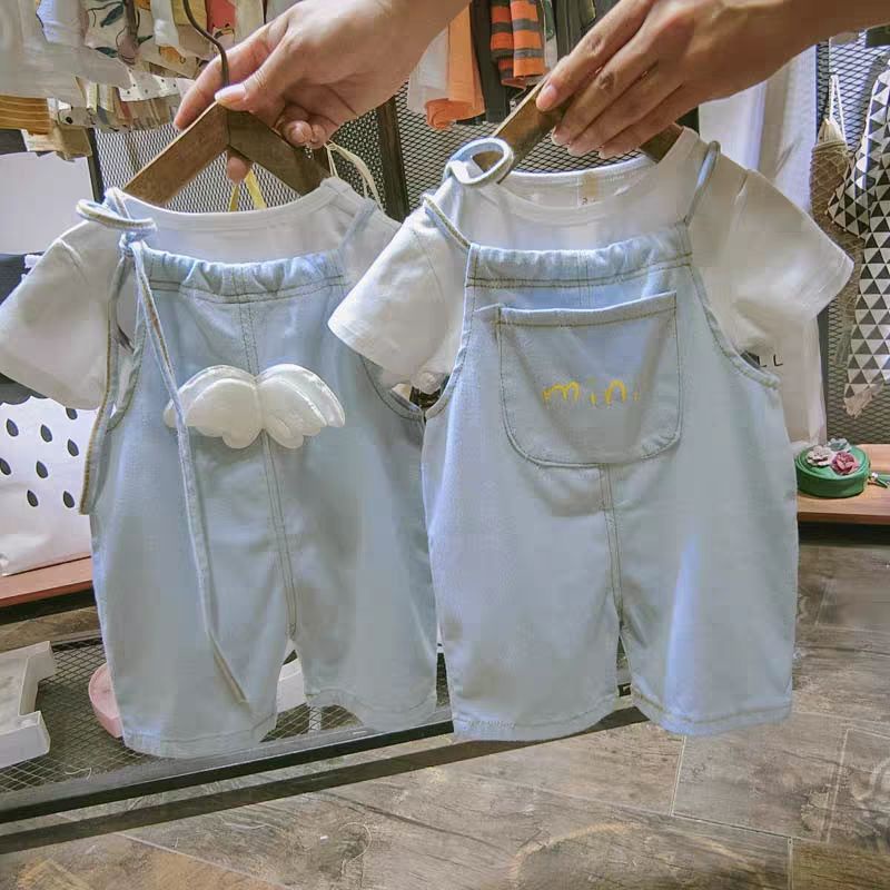 Đứa béQuần áo trẻ em bộ đồ 2020 mới bé trai và gái 5 yếm ngắn tay hai mảnh 1-3 tuổi mùa hè