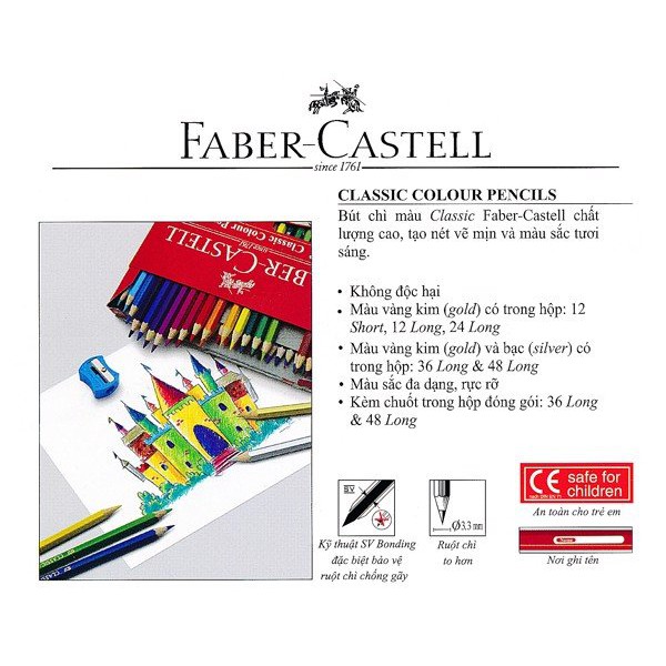 [36/48 Màu - Hộp Giấy] Chì Màu Classic Night Faber Castell + Kèm Chuốt