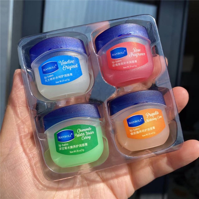 [Hàng mới về] Set 4 hộp mặt nạ dưỡng môi ABPOPA HANBOLI chứa vitamin e và dầu argan tự nhiên