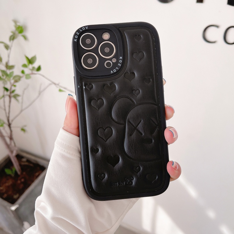 Ốp Điện Thoại Da Silicon Mềm Dập Nổi Hình Gấu Chống Sốc Thời Trang Cho iPhone 13 12 11 Pro Max XS XR X 8 7 Plus + SE 2020