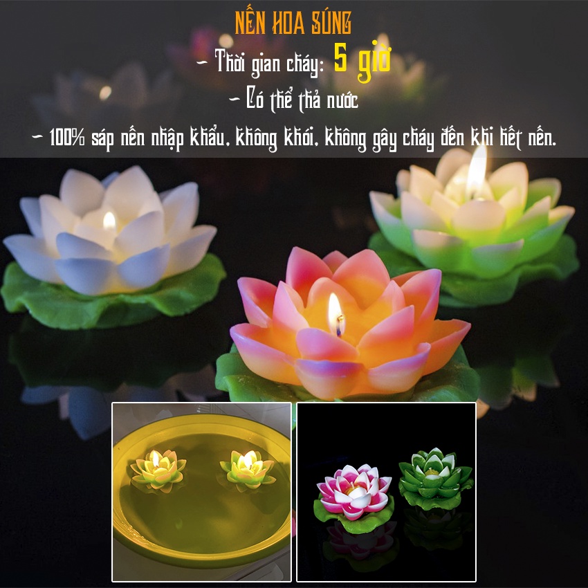 Cặp 2 nến hoa sung thả nước  - nến hoa sunɡ cao cấp - nến bông sung trang trí candle shop