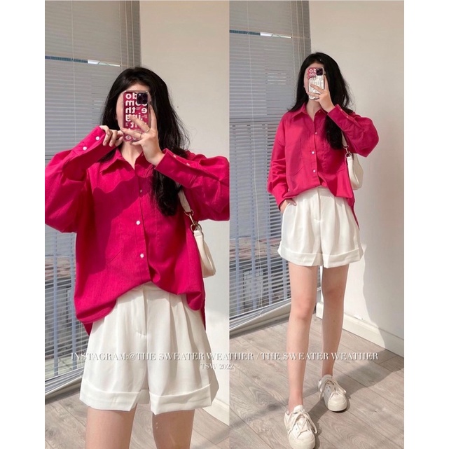 Áo sơ mi nữ tay dài chất linen loại 1