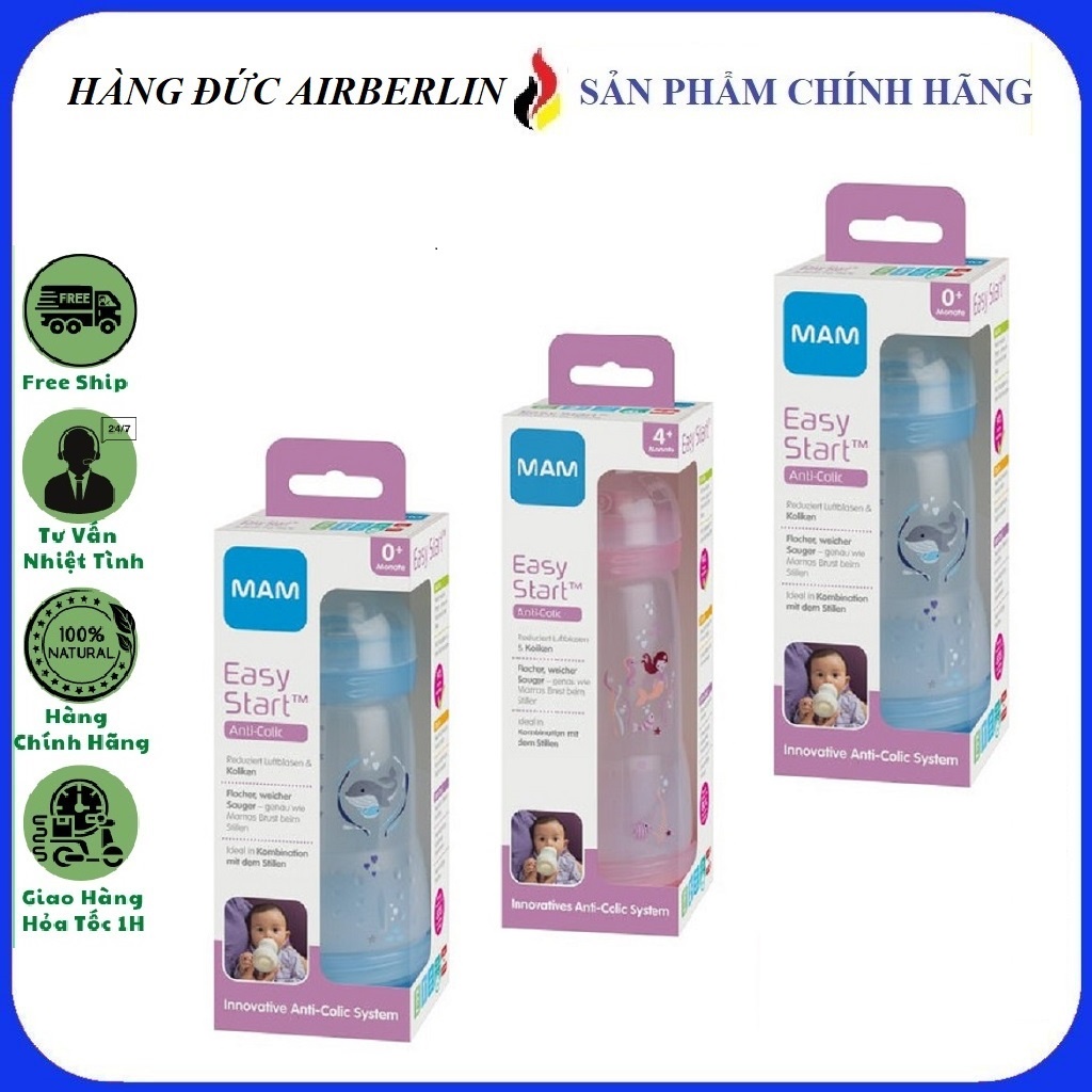 Bình sữa chống đầy hơi Mam Đức 160ml & 260ml & 320ml