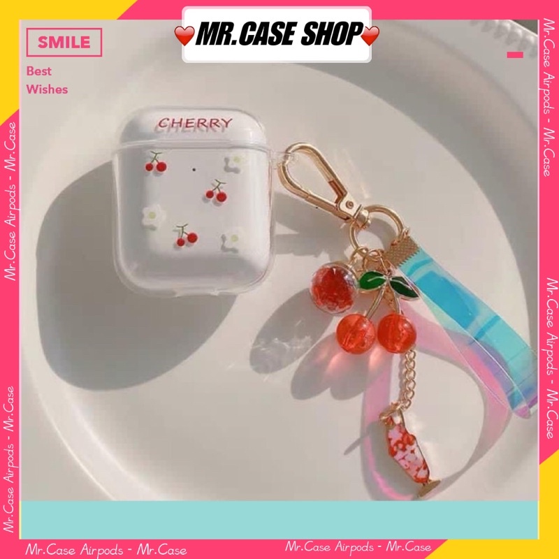 Case Đựng Tại Nghe Airpods 1/2 Pro Hình Cherry Trong Kèm Móc Khoá Xinh - Mr.Case