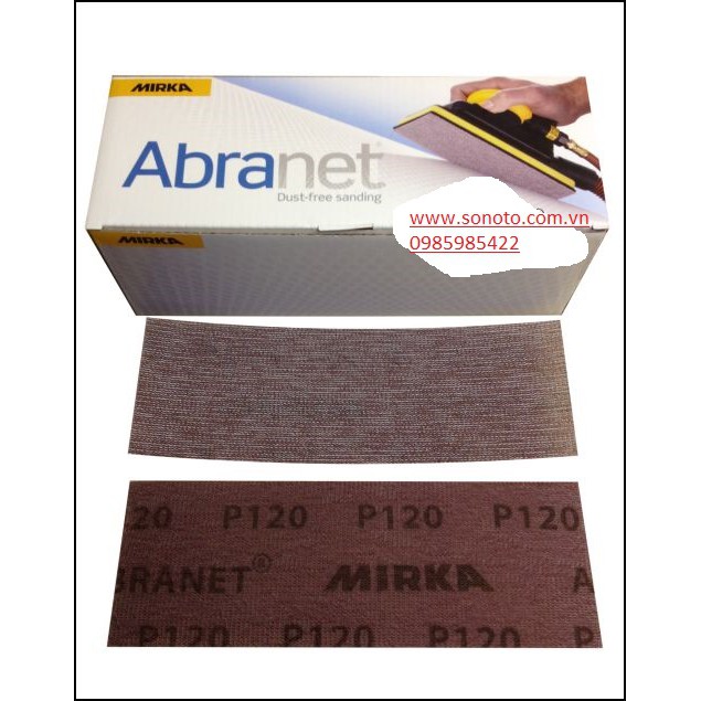 5415005012 Nhám lưới chữ nhật Mirka Abranet 70x198mm P120 ( Sơn oto xe máy ) Giáp lưới chà sơn nhám chà thô chữ nhật