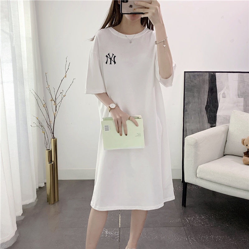 Đầm Thun Cotton Màu Trơn Dáng Rộng Thời Trang Mùa Hè Hàng Mới Dành Cho Bạn Nữ