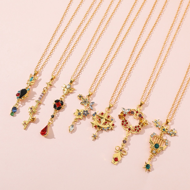 The new game anime Genshin Impact god all-match Wendy carved Qingji Mona Zhongli cartoon same necklace female