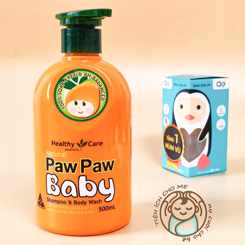 Sữa tắm gội cho bé đu đủ Paw Paw Baby Úc 500ml lành tính an toàn cho da bé toàn thân