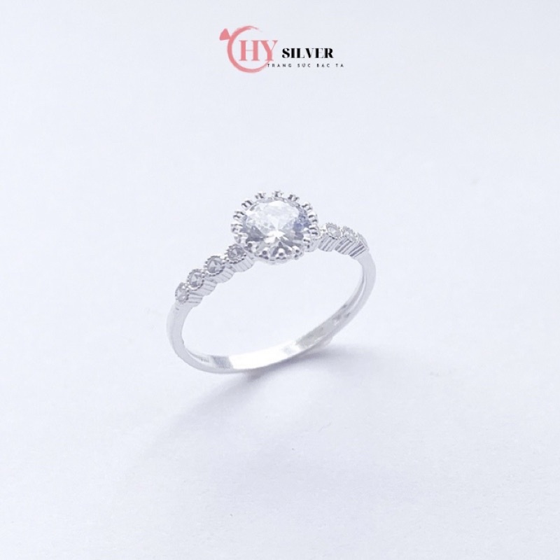 Nhẫn bạc ta hoa mai hoa mặt trời đá nhỏ xinh nhẫn bạc thật giá rẻ CHY SILVER