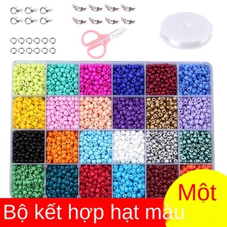 15 ô 24 ô lưới thủy tinh đồng màu bộ kết hợp hạt gạo Tự làm vòng tay trang sức handmade hạt cườm thêu chữ thập
