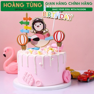Set trang trí bánh sinh nhật, bánh kem, bé phi công
