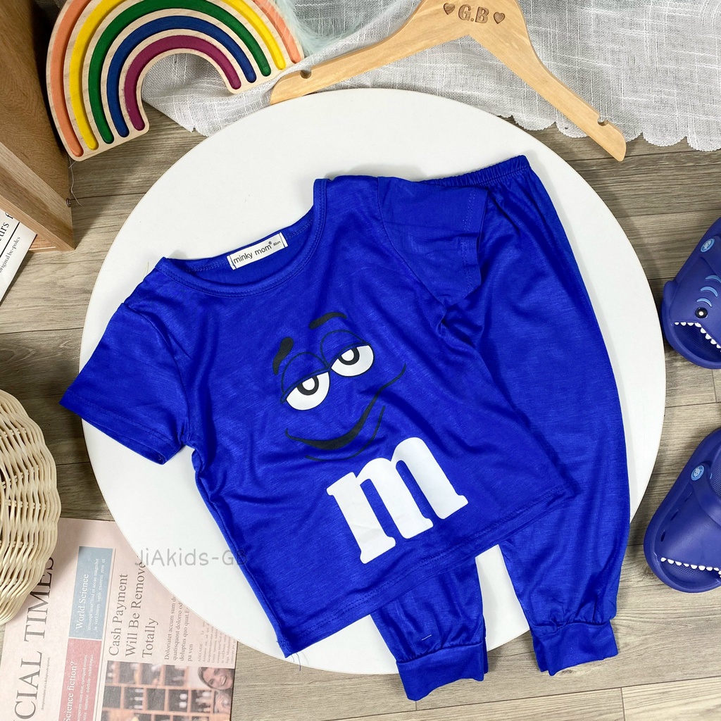 Bộ Cộc Tay Quần Dài THUN LẠNH MINKYMOM In Hình Mặt Biểu Cảm Cho Bé TN-IN86