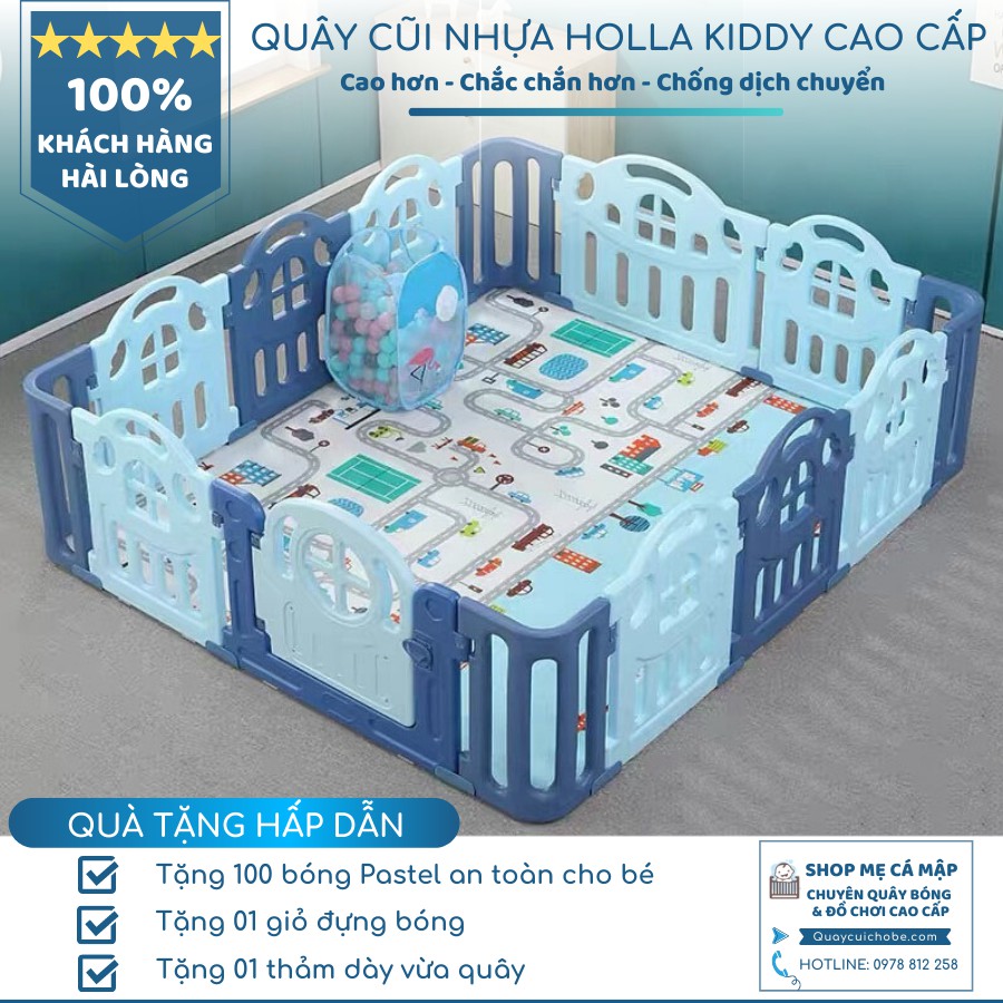 Cũi nhựa cho bé Hàn Quốc Holla Kiddy 1m8x2m, hàng có sẵn, ship toàn quốc