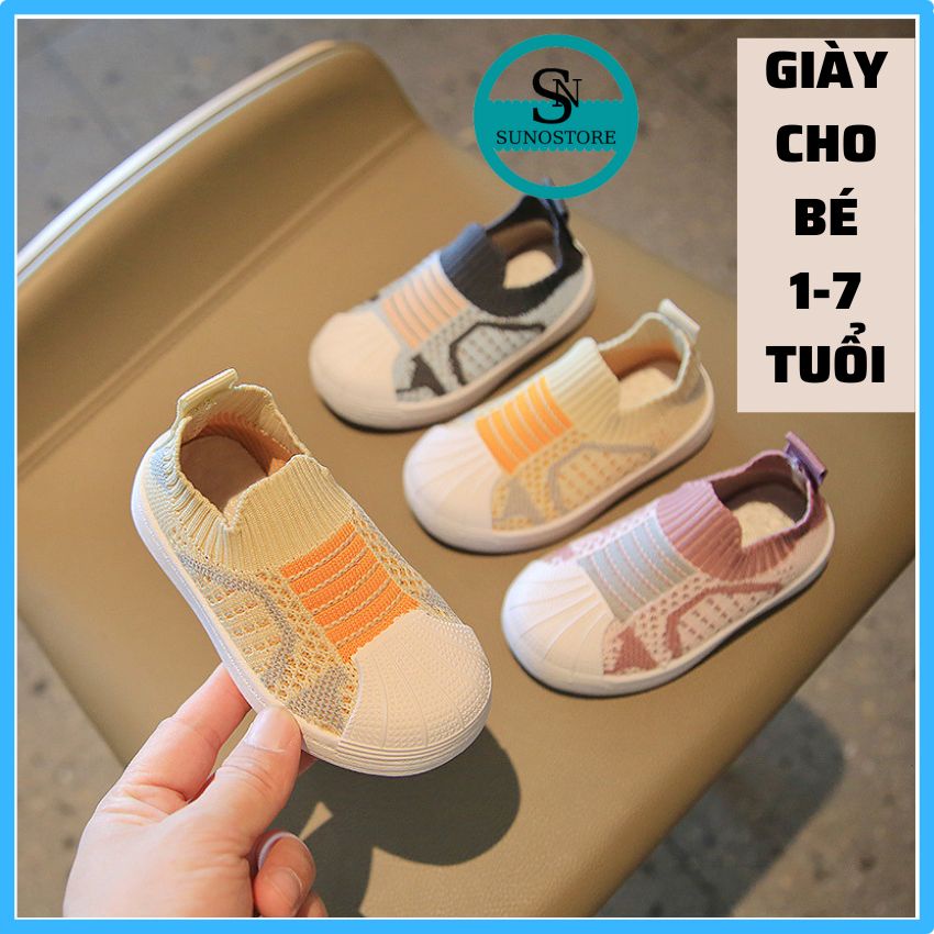 Giày Lười Cho Bé Trai Bé Gái ❤️ Cổ Chun Đế Bệt Từ 1 Đến 7 Tuổi Phong Cách Canvas Chống Trơn Trượt GE08
