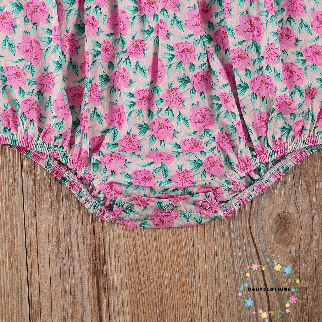 Set Áo Liền Quần Và Nón Họa Tiết In Hoa Đáng Yêu Cho Bé