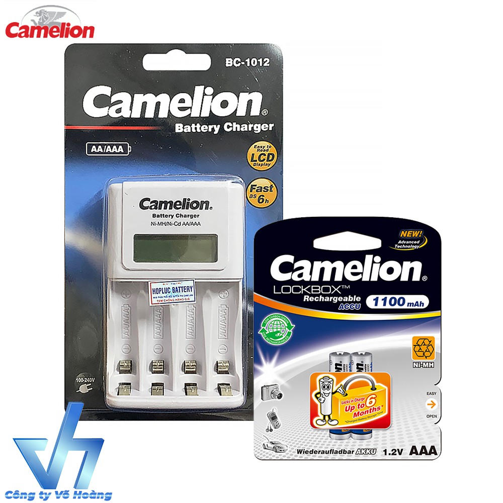 Bộ sạc Camelion 1012 kèm 2 pin AAA 1100mAh, tự ngắt sạc