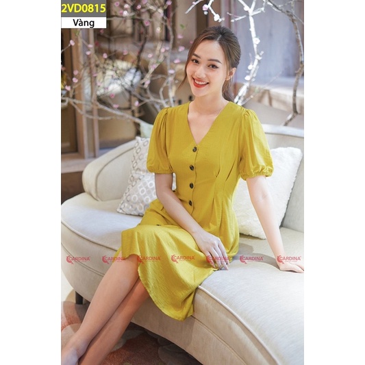 Váy Đũi  Sát Nách tay phồng 𝐂𝐀𝐑𝐃𝐈𝐍𝐀 KIểu Dáng Nhẹ Nhàng Nữ Tính 2VD08