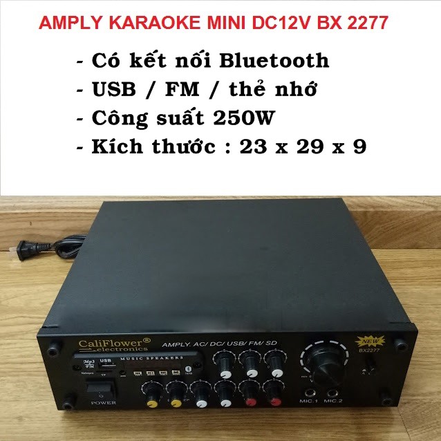 Amply mini AC / DC 12V bluetooth / USB / thẻ SD / Radio CALIFLOWER BX2277 và AV-999BT