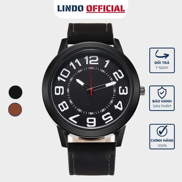 Đồng hồ nam D-ZINER thời trang dây da lộn mặt tròn giá rẻ đẹp mặt 50mm - LINDO