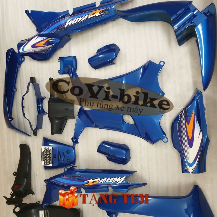 Dàn áo màu Xanh Dương Full cho xe Wave 110 -anpha cũ - ZX đời 1997-2006  Pha đèn xe Wave nhỏ - SPB-DGW-dương