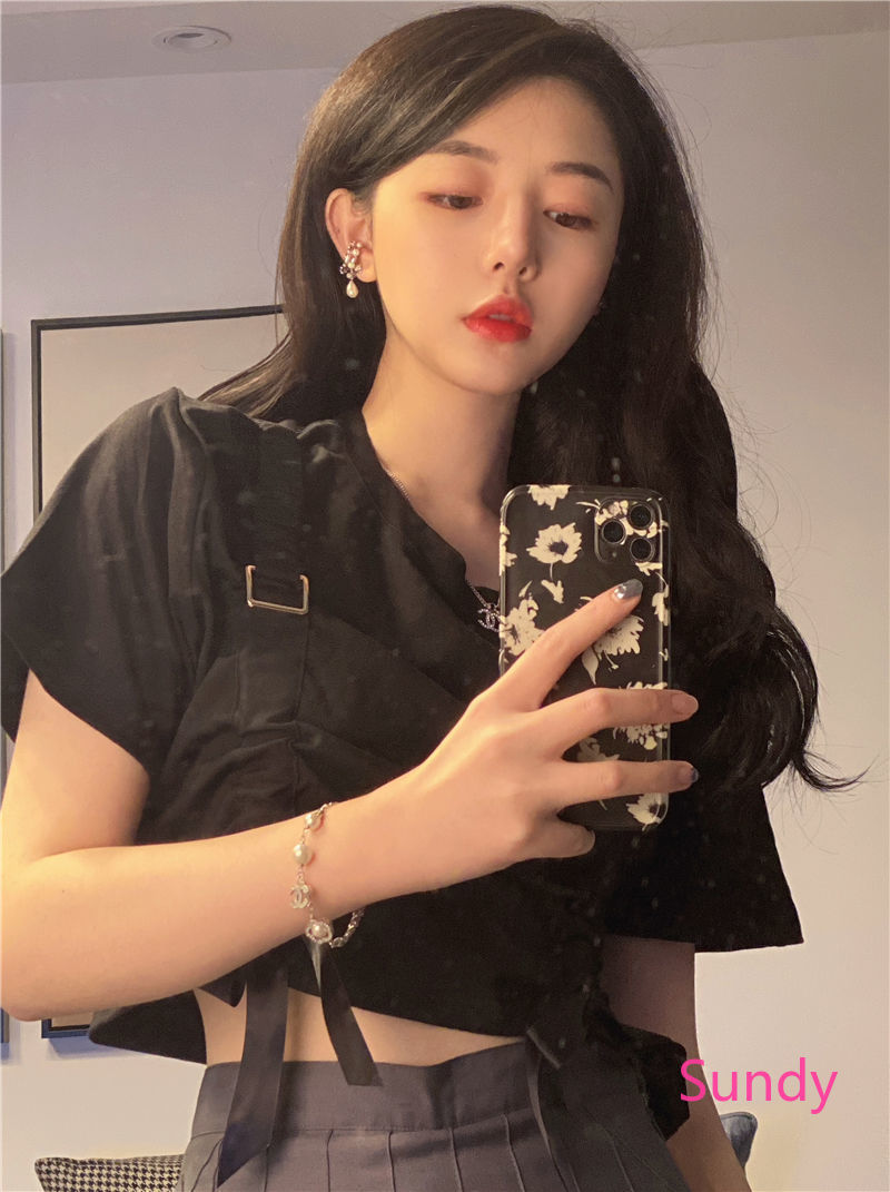 Áo croptop phối nơ buộc dây thời trang hè trẻ trung thời trang cho nữ | BigBuy360 - bigbuy360.vn