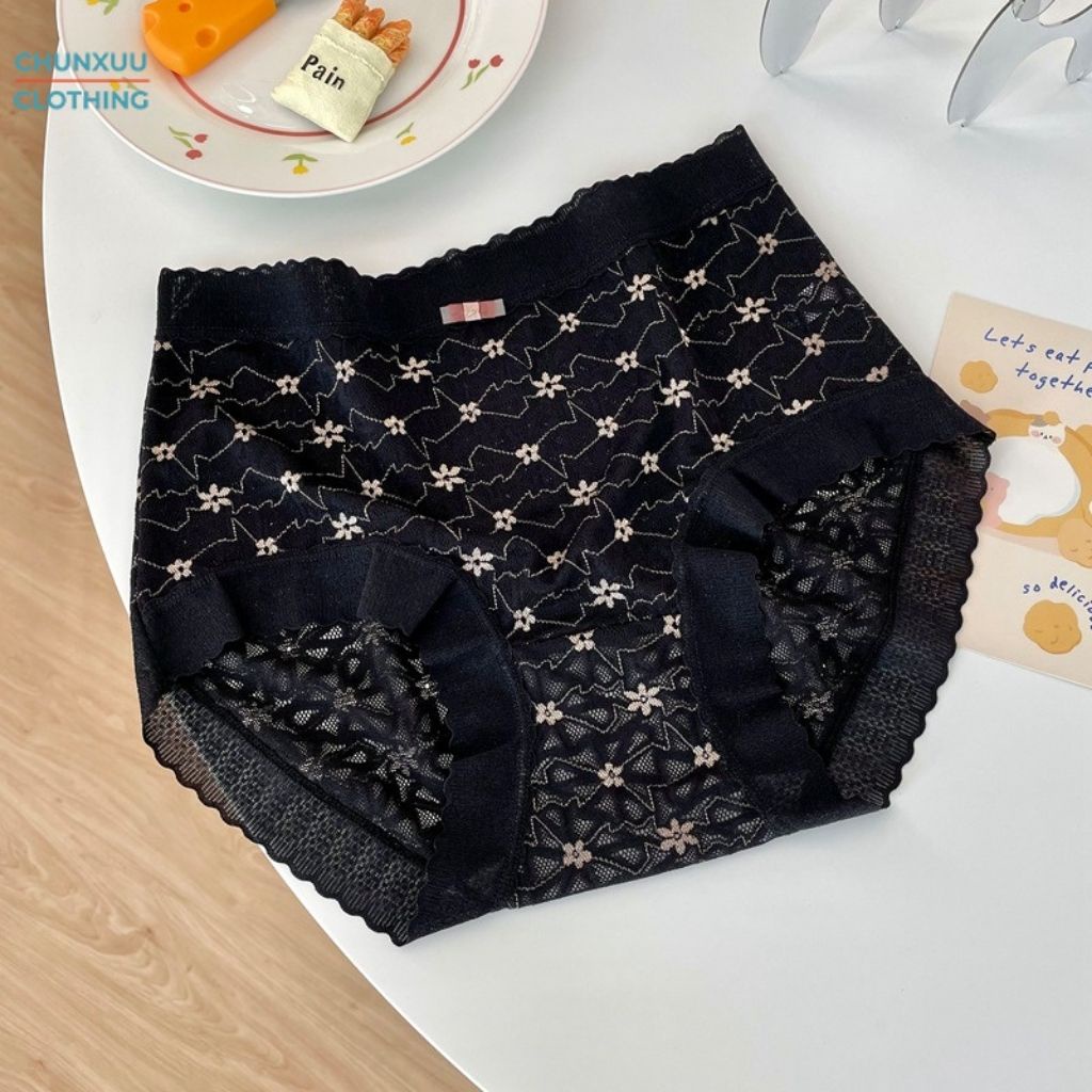 Quần lót nữ họa tiết hoa nhí phối ren viền Chunxuu, chất liệu ren gấm cao cấp - QC60