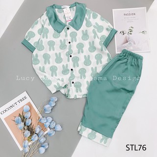 Quần áo ngủ nữ mùa hè lụa satin mát thiết kế cao cấp quần lửng áo cộc