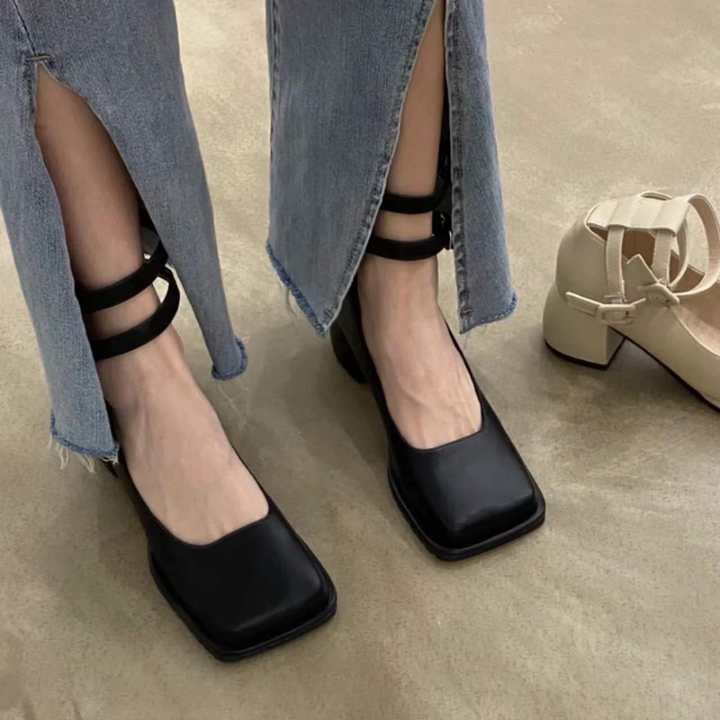 Giày Cao Gót Mũi Vuông Thiết Kế Đơn Giản Thanh Lịch Phong Cách Mới 2022