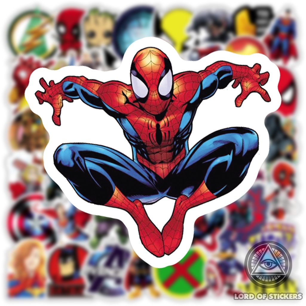 Set 100 Hình Dán Siêu Anh Hùng Marvel DC Sticker Avengers Chống Thấm Nước Trang Trí Mũ Bảo Hiểm, Ván Trượt, Laptop, Vali