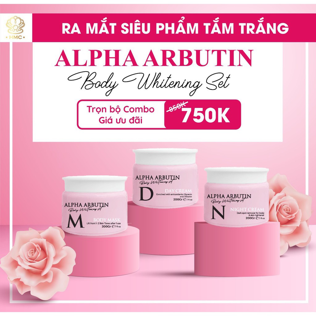 Set Kem Trắng Da , Kem Body Alpha Arbutin