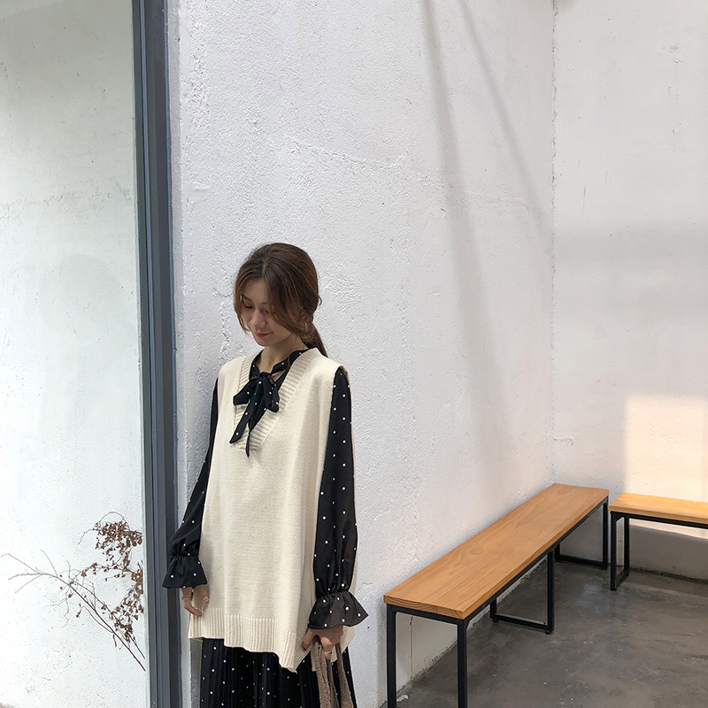 Áo sweater không tay dáng rộng phong cách Hàn Quốc sang trọng