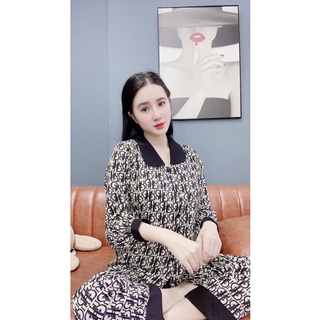 Bộ đồ lụa mango cao cấp họa tiết dior
