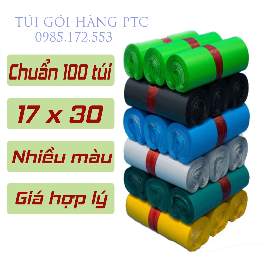 Túi đóng hàng chuyên dụng, túi gói hàng tự dính. Kích thước 17x30 Cm, Số lượng 100 túi, có nhiều màu cho bạn lựa chọn